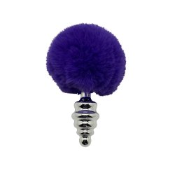 ALIVE Anal Pleasure Metall-Analplug Twist Medium mit Hasenschwänzchen Violett
