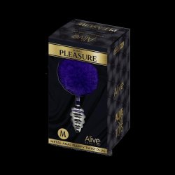 ALIVE Anal Pleasure Metall-Analplug Twist Medium mit Hasenschwänzchen Violett