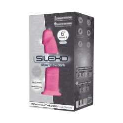 SILEXD Model 2 Dildo 15 x 3,5 cm mit Saugfuss Pink Glow in the Dark