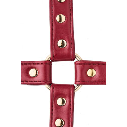 BLAZE Elite Hog Tie aus PU-Leder Rot/Gold