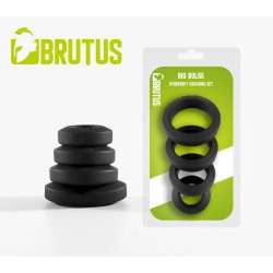 BRUTUS Big Bulge HyperSoft Silikon Cockring Set Ø 2.6 cm, Ø 3.2 cm, Ø 3.8 cm, Ø 4.4 cm Schwarz