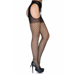 LEG AVENUE Netz-Strumpfhose mit blickdichtem Bund One Size Schwarz