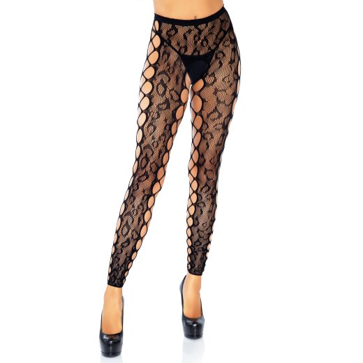 LEG AVENUE Fusslose Strumpfhosen mit offenem Schritt One Size Schwarz