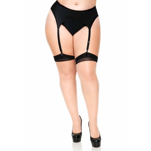 LEG AVENUE Strümpfe mit Rückennaht Plus Size Nude/Schwarz