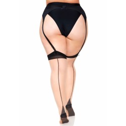 LEG AVENUE Strümpfe mit Rückennaht Plus Size Nude/Schwarz