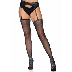 LEG AVENUE Strass-Str&uuml;mpfe mit Straps-G&uuml;rtel One Size Schwarz