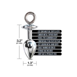 NIXIE Anal-Plug mit Plüsch-Handschellen aus Aluminium Medium Silber