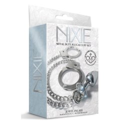 NIXIE Anal-Plug mit Plüsch-Handschellen aus Aluminium Medium Silber