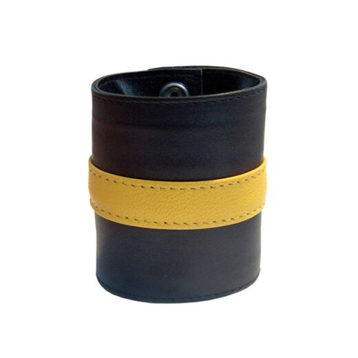 MR.B Leder Armband mit Geldb&ouml;rse ohne Reissverschluss 8,5 cm breit Schwarz/Gelb