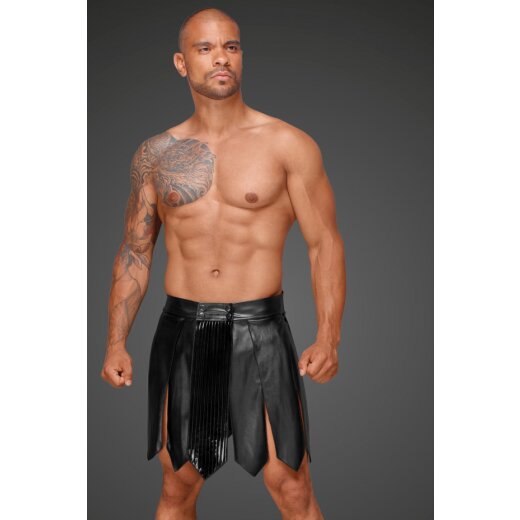 NOIR HANDMADE Gladiator Rock aus Ecoleder mit PVC Zierfalten Schwarz