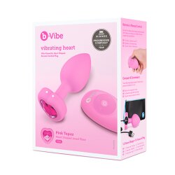 B-VIBE Anal-Plug mit herzf&ouml;rmigem Zierstein, Vibration &amp; Fernebdienung S/M Pink