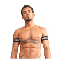 MR.B Urban Club Biceps Bands Striped Schwarz / Grau