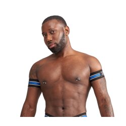MR.B Urban Club Biceps Bands Striped Schwarz / Blau