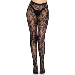 LEG AVENUE Strumpfhose mit floraler Spitze Schwarz