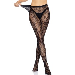 LEG AVENUE Strumpfhose mit floraler Spitze Schwarz