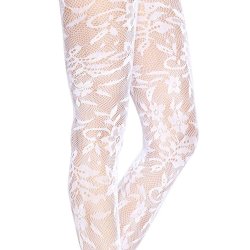 LEG AVENUE Strumpfhose mit floraler Spitze Weiss