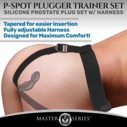 MASTER SERIES P-Spot Plugger Prostata-Plug-Set mit Harness Schwarz