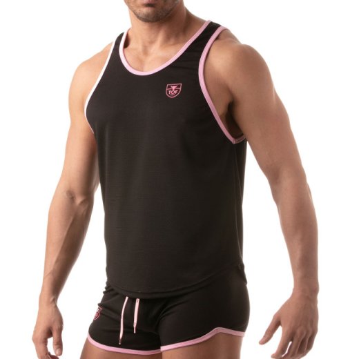 TOF Retro Mesh Tank Schwarz / Pink