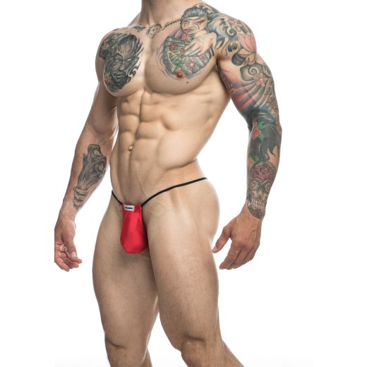 JUSTIN & SIMON Klassik G-String "Bulge" aus Nylon-Spandex Rot