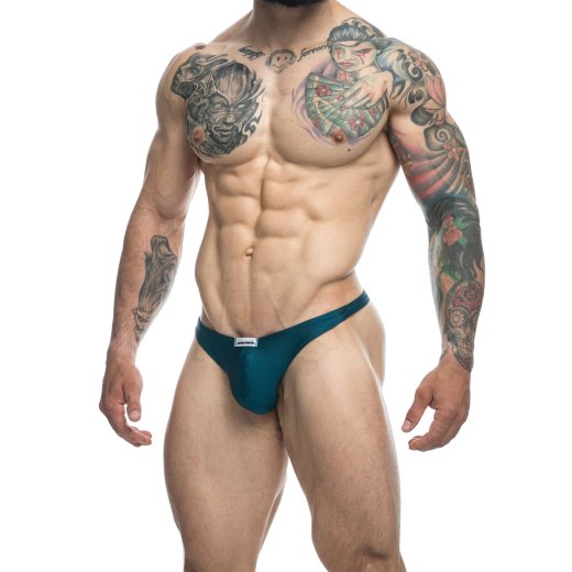 JUSTIN & SIMON Klassik Tanga aus Nylon-Spandex Petrol