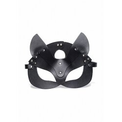 MASTER SERIES Naughty Kitty Katzenmaske aus PU-Leder verstellbar Schwarz