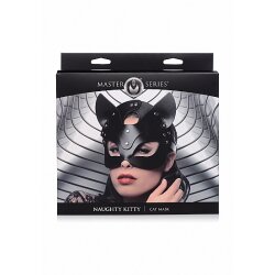 MASTER SERIES Naughty Kitty Katzenmaske aus PU-Leder verstellbar Schwarz