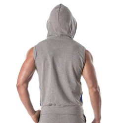 TOF Zipped Sleeveless Hoody Grau / Blau