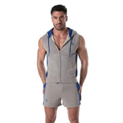 TOF Zipped Sleeveless Hoody Grau / Blau