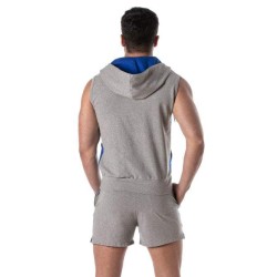 TOF Zipped Sleeveless Hoody Grau / Blau