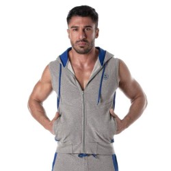 TOF Zipped Sleeveless Hoody Grau / Blau