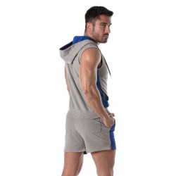 TOF Zipped Sleeveless Hoody Grau / Blau