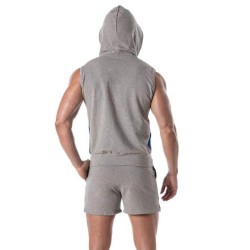 TOF Zipped Sleeveless Hoody Grau / Blau