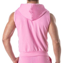 TOF Zipped Sleeveless Hoody Pink/Weiss