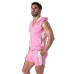 TOF Zipped Sleeveless Hoody Pink/Weiss