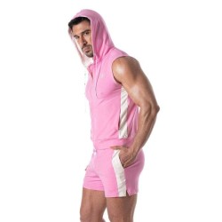 TOF Zipped Sleeveless Hoody Pink/Weiss