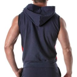 TOF Zipped Sleeveless Hoody Blau / Rot