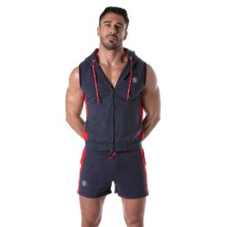 TOF Zipped Sleeveless Hoody Blau / Rot