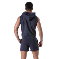 TOF Zipped Sleeveless Hoody Blau / Rot