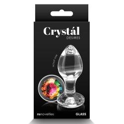 NS NOVELTIES Anal-Plug aus Glas mit rundem Rainbow Stein Medium