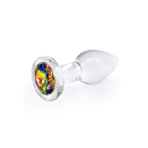 NS NOVELTIES Anal-Plug aus Glas mit rundem Rainbow Stein Small