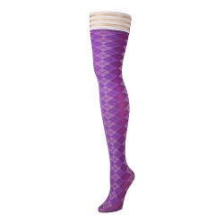 KIXIES Par-4 Overknees mit Argyle-Print Rutschfest Violett