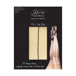 KIXIES Ruby Overknees mit Rückennaht Rutschfest Beige