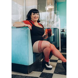 KIXIES Sandra Netz-Overknees Rutschfest Rot