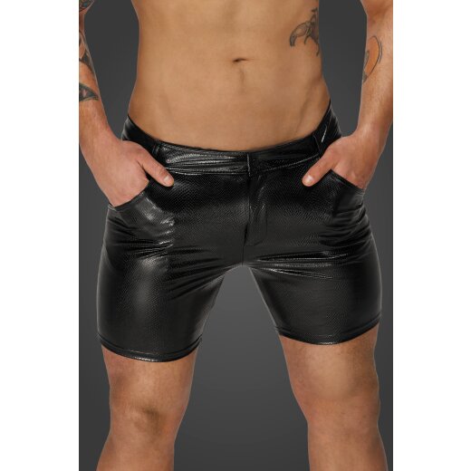 NOIR HANDMADE Wetlook-Shorts mit Schlangenleder-Optik