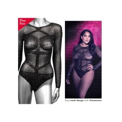 CALEXOTICS Radiance Long Sleeve Bodysuit +Size Schwarz