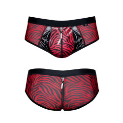 REGNES FETISH PLANET Zipper Shorts mit Animal-Print Schwarz/Rot