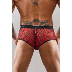 REGNES FETISH PLANET Zipper Shorts mit Animal-Print Schwarz/Rot