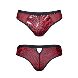 REGNES FETISH PLANET Brazilian Brief mit Animal-Print Schwarz/Rot