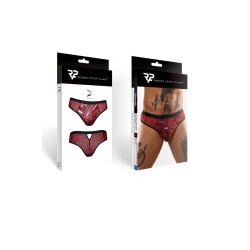 REGNES FETISH PLANET Brazilian Brief mit Animal-Print Schwarz/Rot