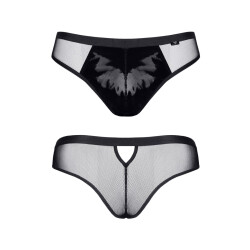 REGNES FETISH PLANET Brazilian Brief mit Netz &amp; Vinyl-Einsatz Schwarz